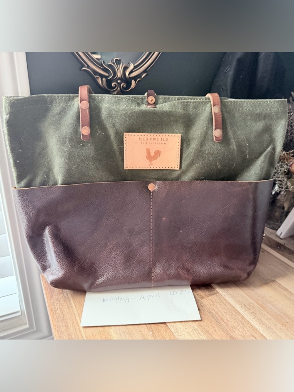Elegant Brown and Green Tote Bag